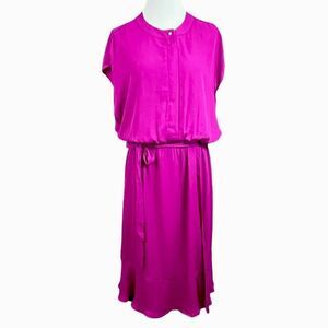 Fuchsia Blouson Wrap Skirt Midi Dress PXXL NWT